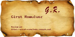 Girst Romulusz névjegykártya
